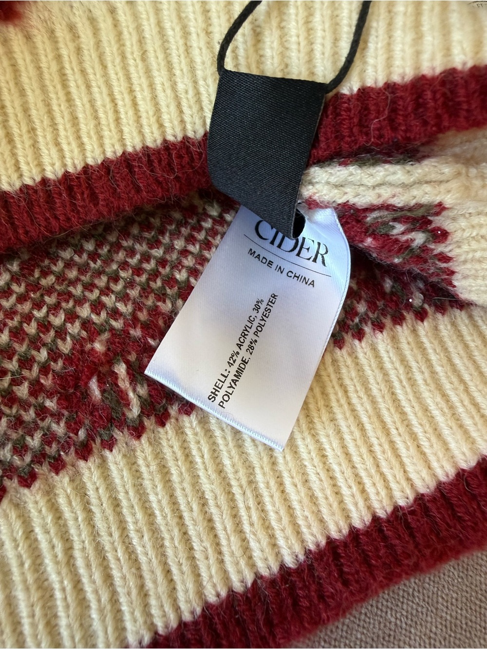 Cider Cherry Print Fuzzy Knit Sweater Cottagecore Coquette S NWT - Picture 5 of 6